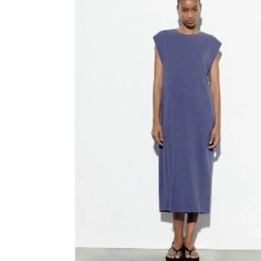 Zara Womens Dress L Purple Ribbed Knit Midi Sleeveless Pullover 1044/152 NWT